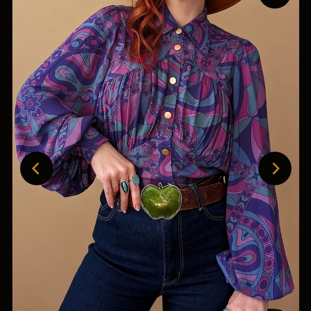Nine Lives Bazaar - Edie Blouse in Berry Bang, size AU10 - Picture 3 of 14